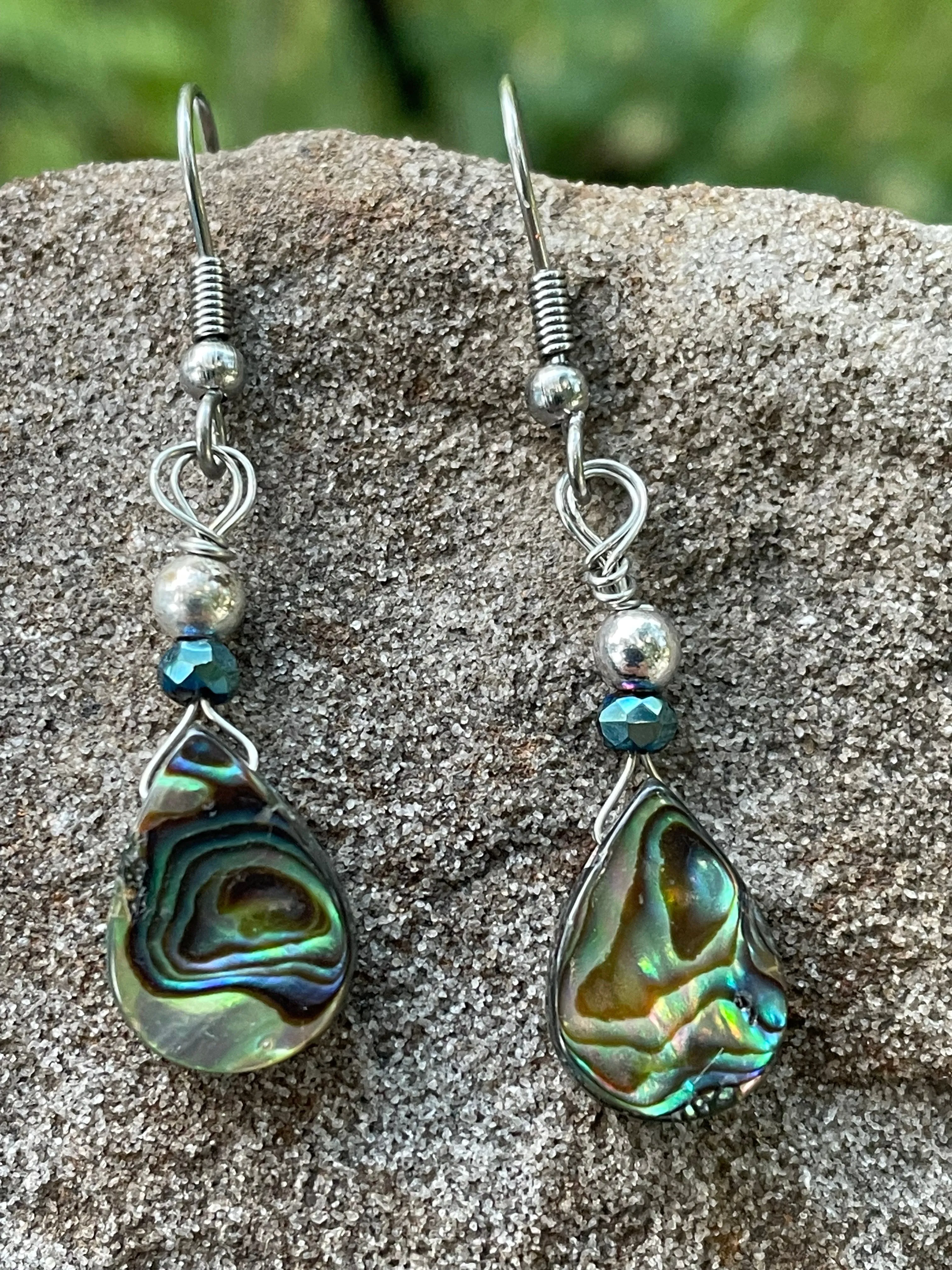 Abalone Teardrop Necklace and Earrings