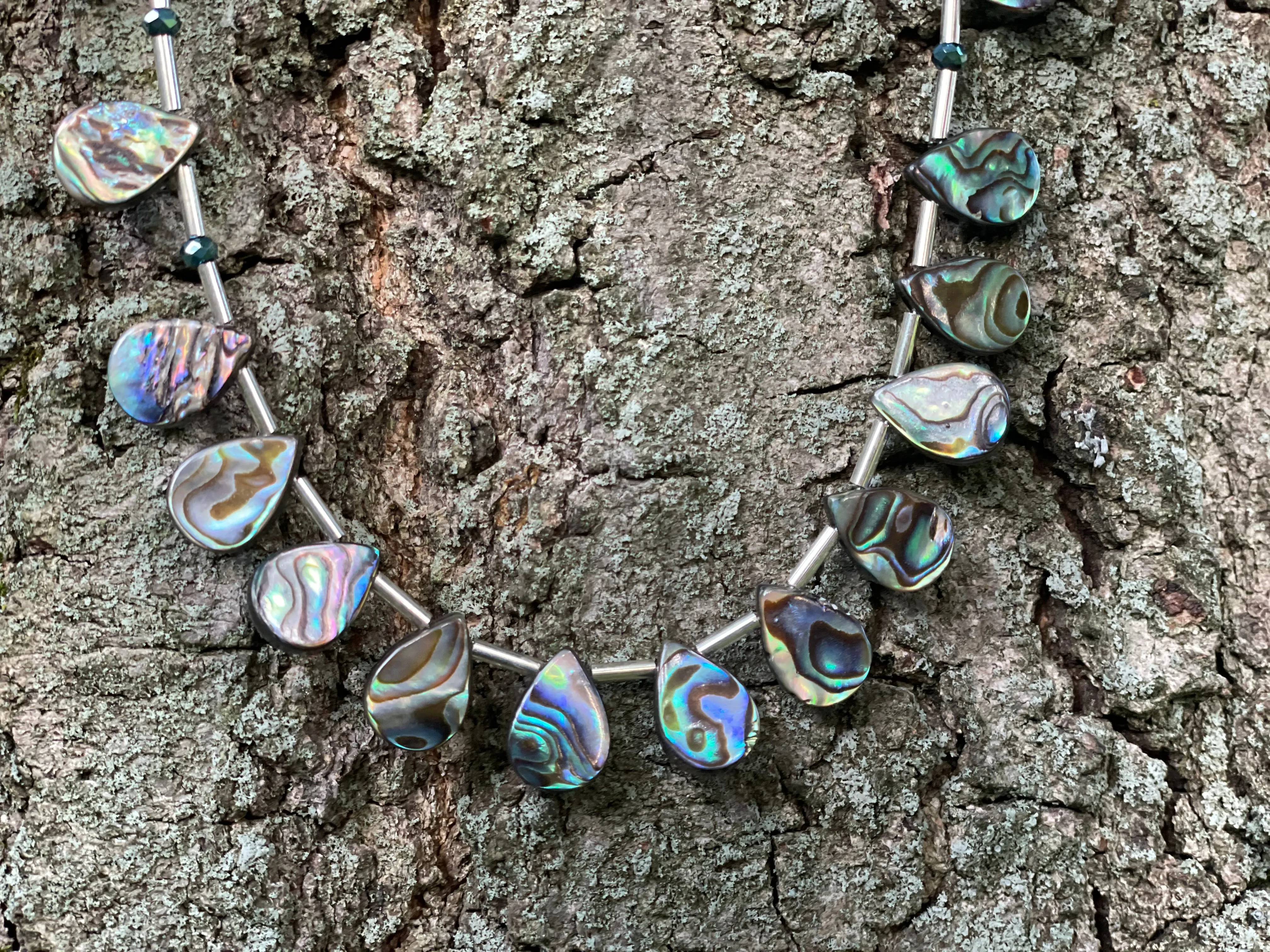 Abalone Teardrop Necklace and Earrings