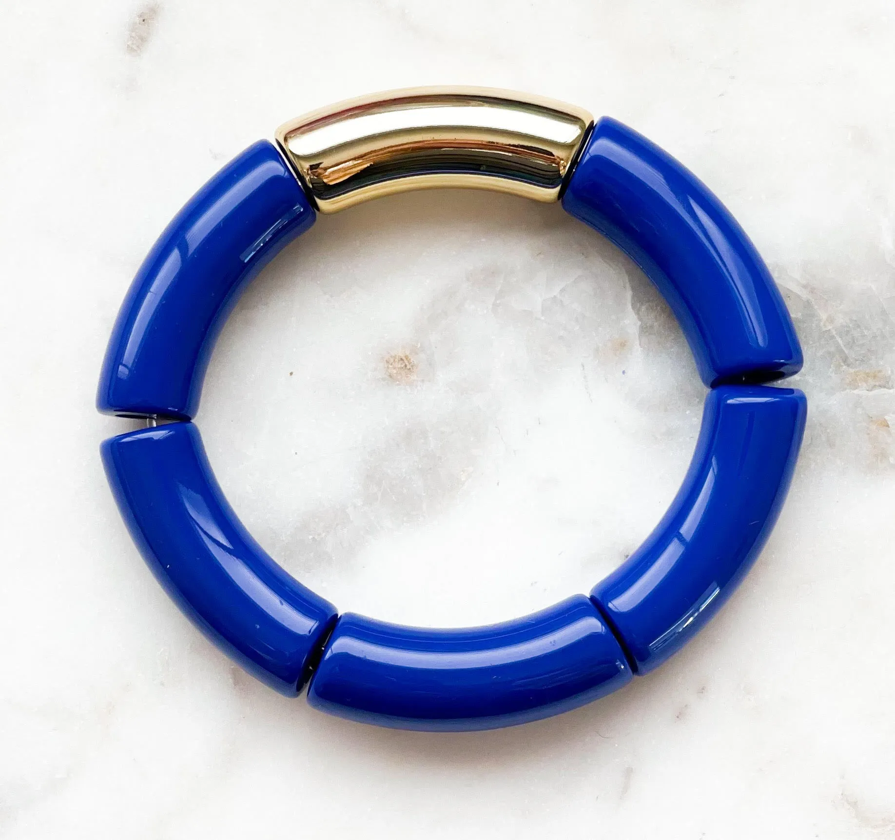 Acrylic Bamboo Bangle Bracelet Royal Blue