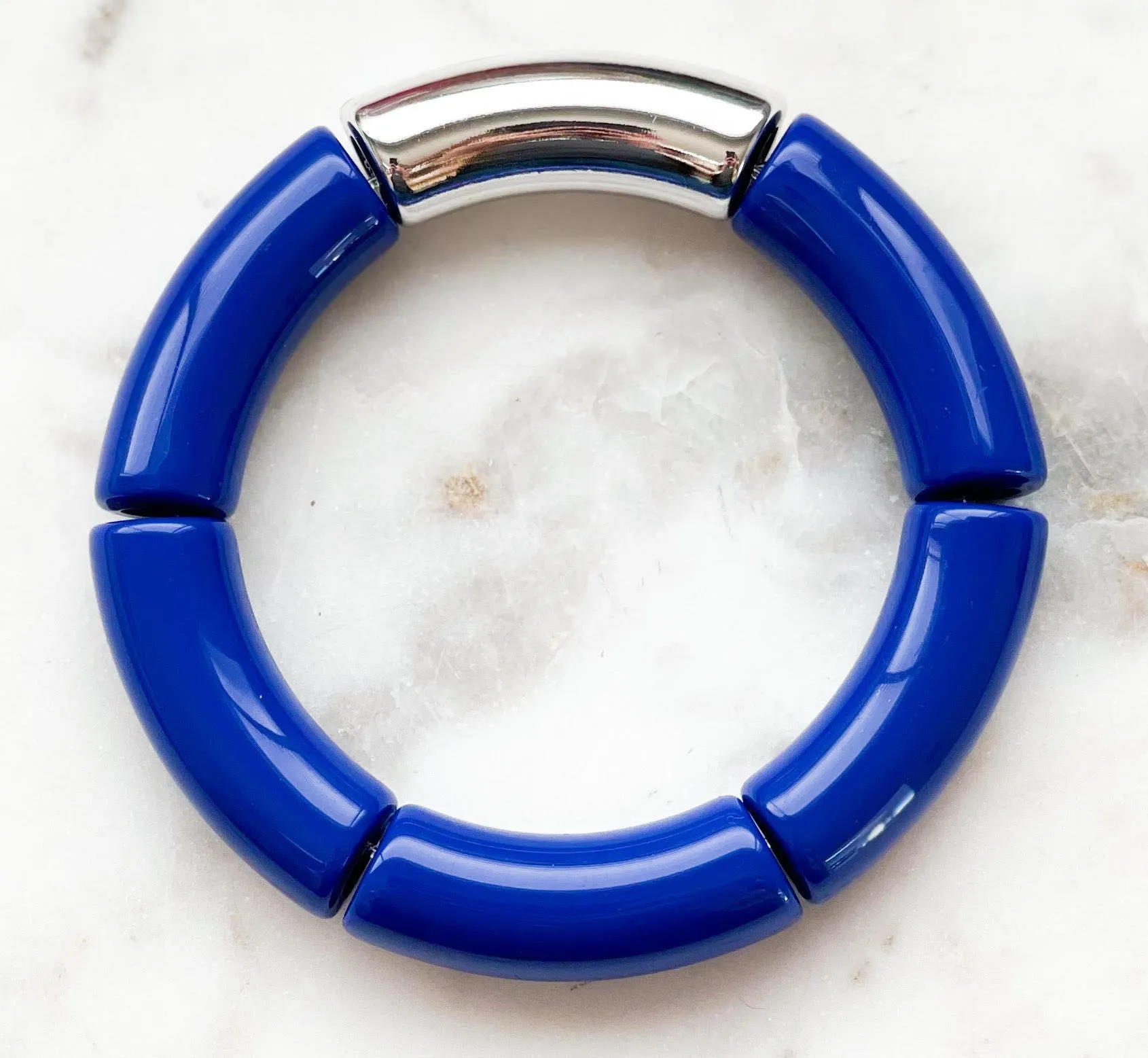 Acrylic Bamboo Bangle Bracelet Royal Blue