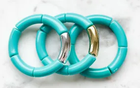 Acrylic Bamboo bangle Bracelet Turquoise