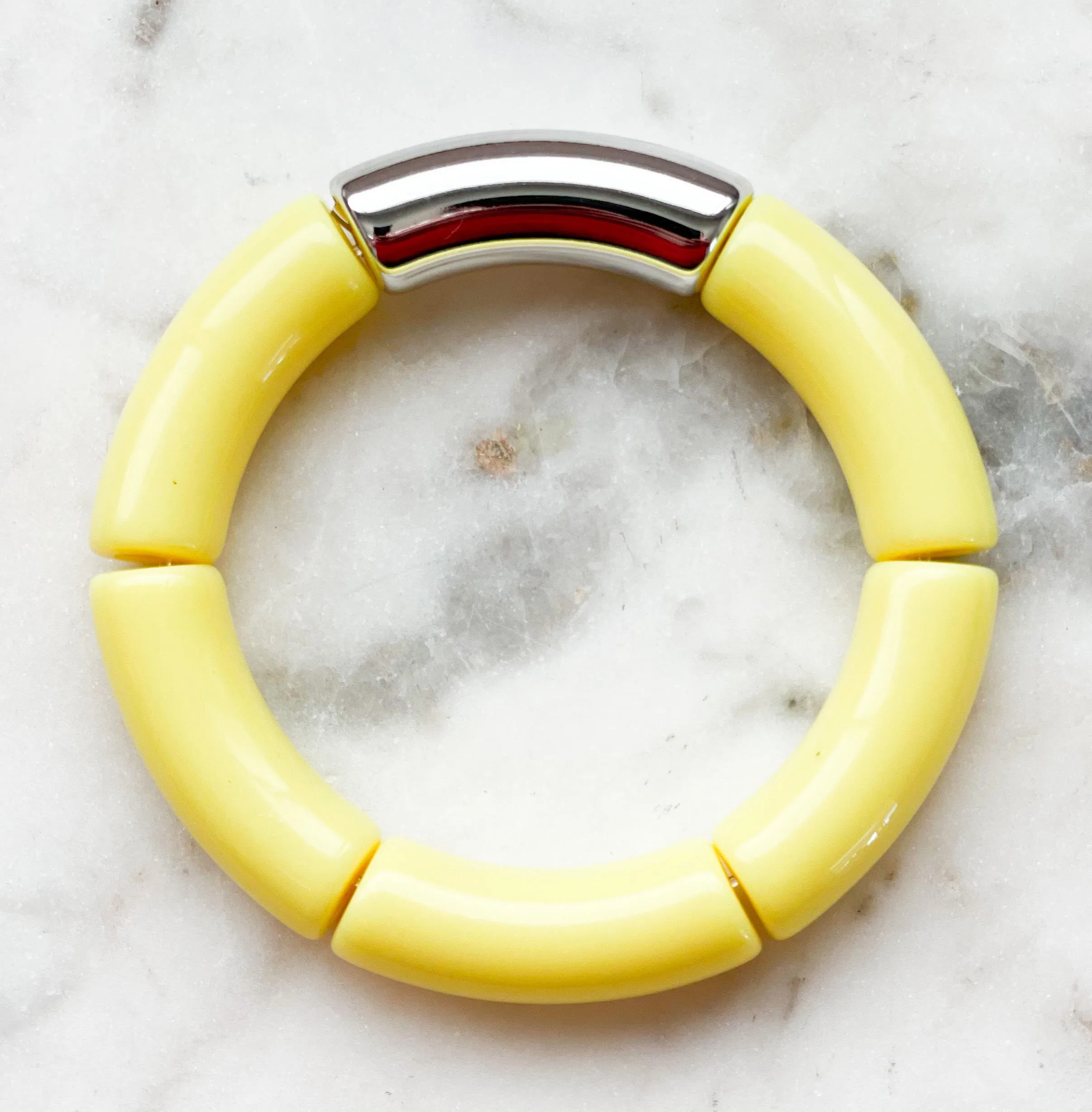 Acrylic Bamboo Bangle Bracelet Yellow