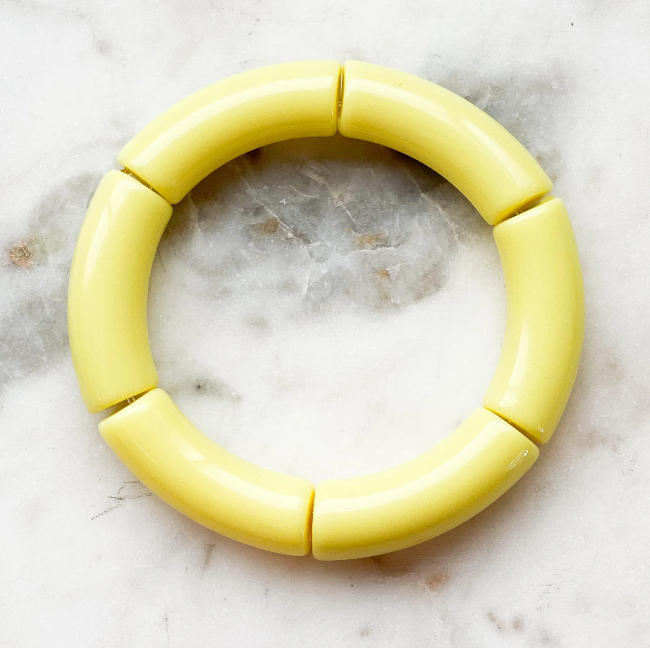 Acrylic Bamboo Bangle Bracelet Yellow