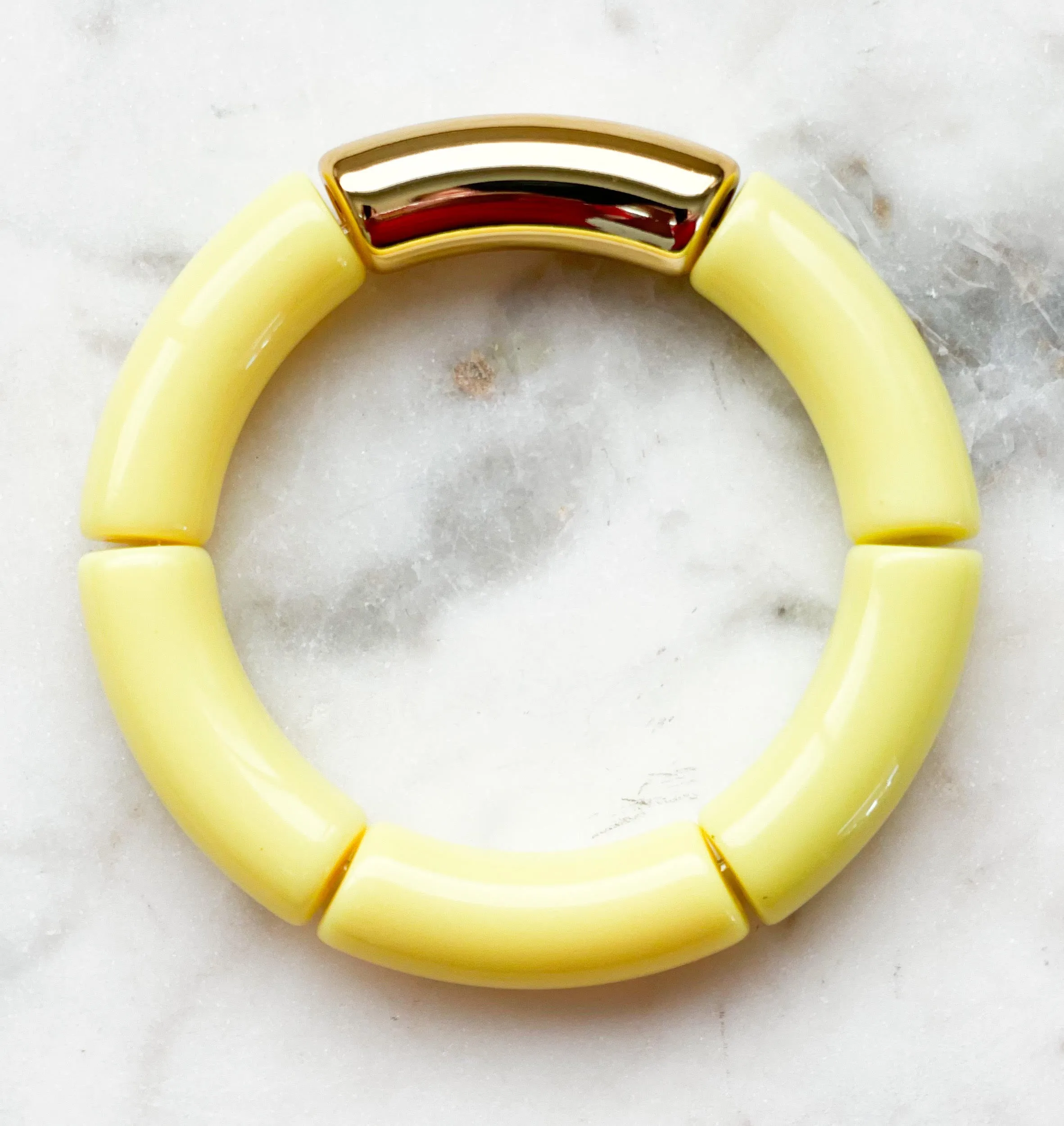 Acrylic Bamboo Bangle Bracelet Yellow