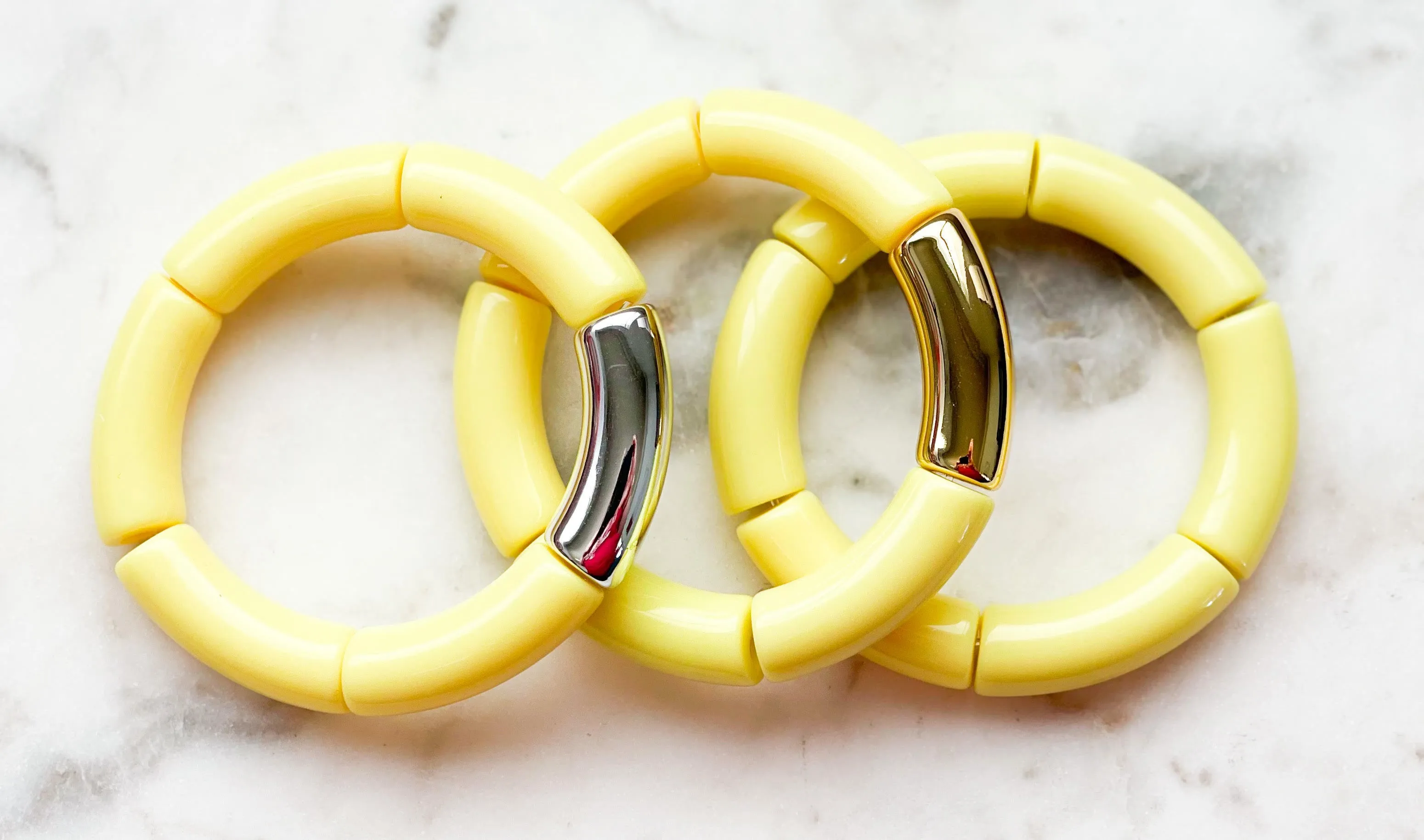 Acrylic Bamboo Bangle Bracelet Yellow