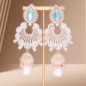 Alara Mint & Rose Gold Statement Indian Jewelry Earrings Rose Gold - Jaipur Rose Modern Luxury Designer Indian Jewelry