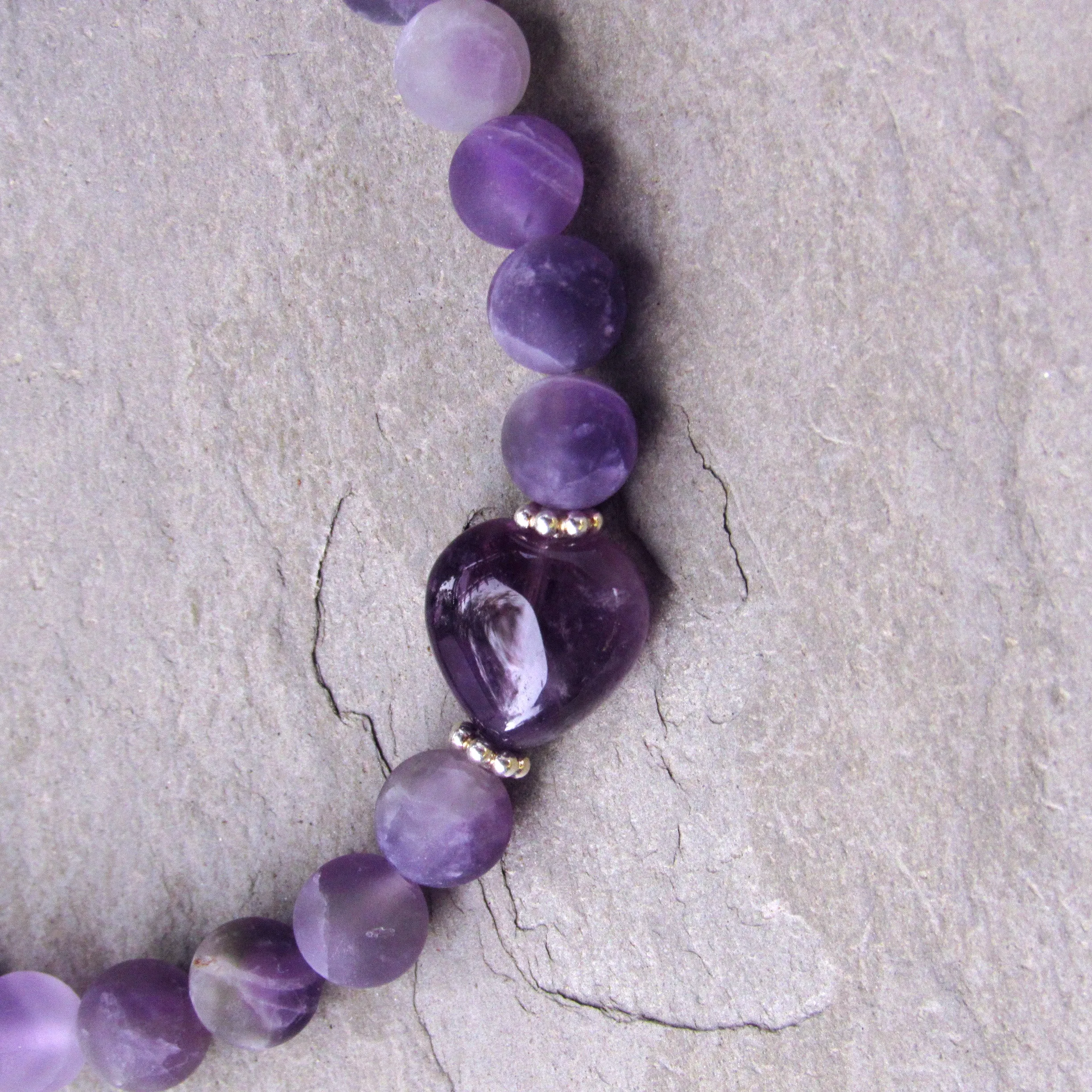 Amethyst Gemstones and Sterling Silver stretch Bracelet