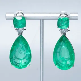 Angelina Statement Drop Earrings- Emerald Green- Jaipur Rose Gold Plated Luxury Designer Indian Jewelry