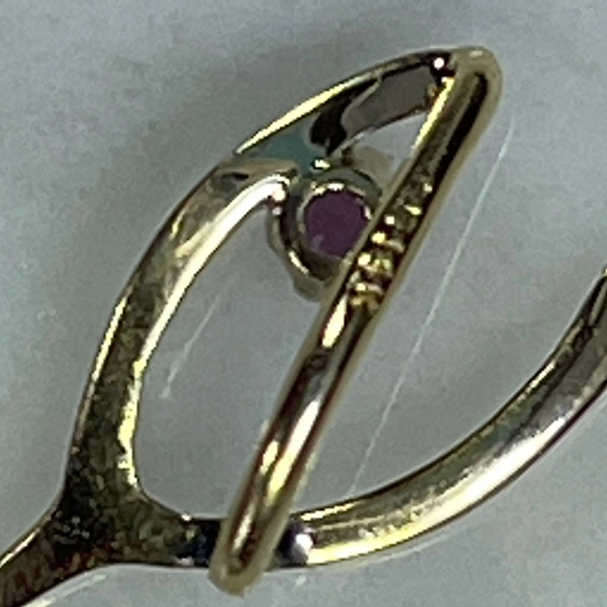 Antique Amethyst Wishbone Pendant in 14K Yellow Gold. Upcycled Repurposed Hatpin. January Birthstone.