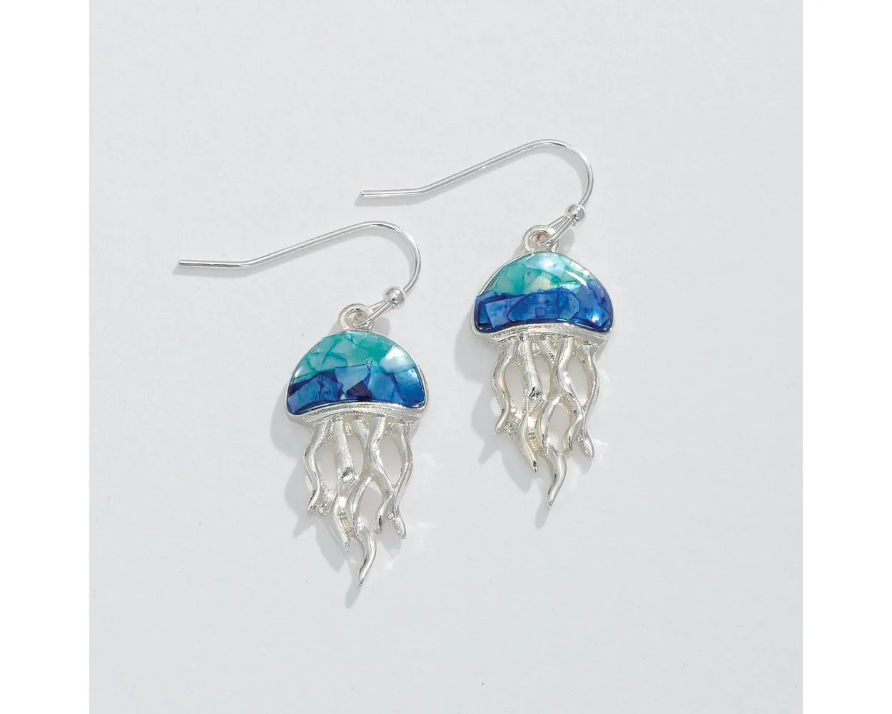 Aqua Inlay Jellyfish Earrings