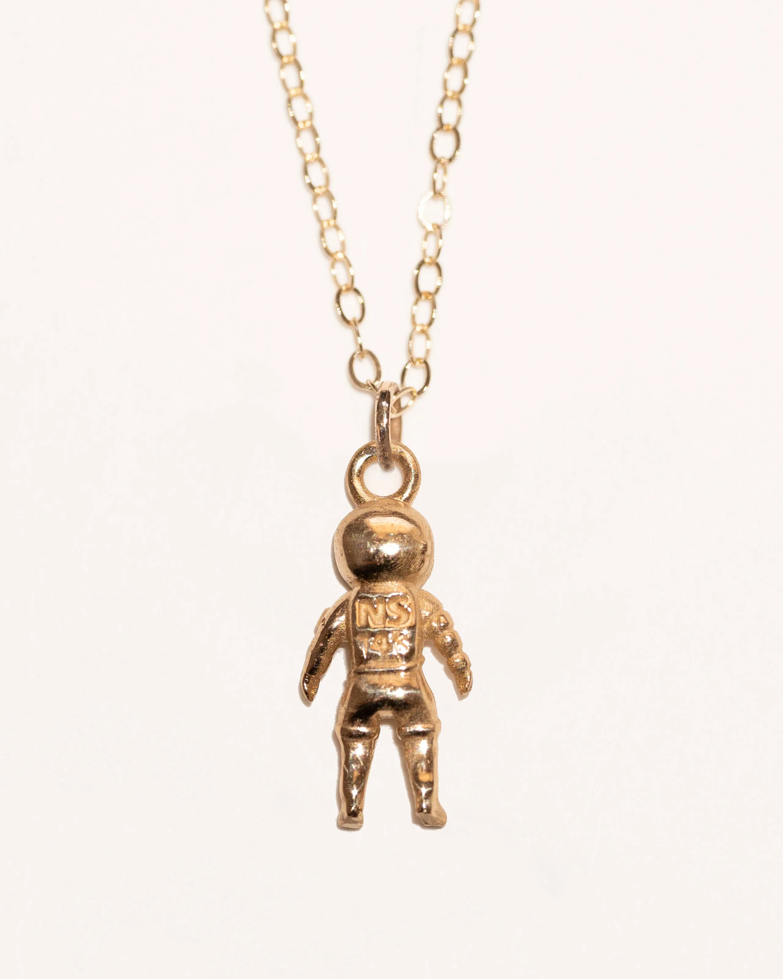 Artifact 00: BLUE MOON Ghost Astronaut Charm Necklace Blue Sapphire