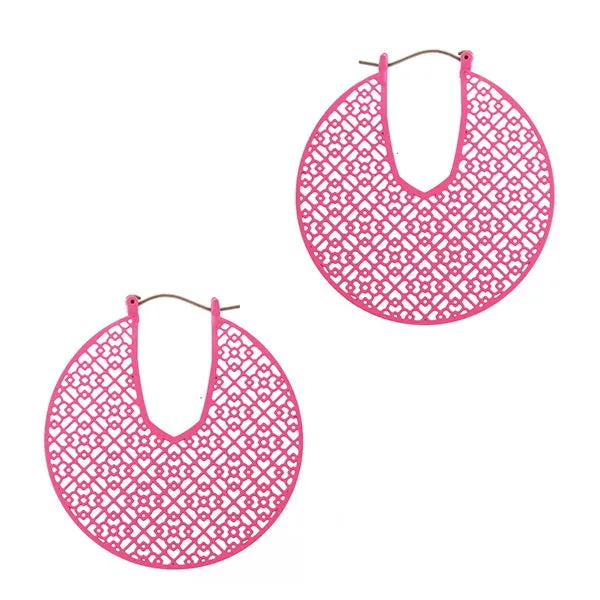 Barbie Theme Textured Metal Filigree Earrings