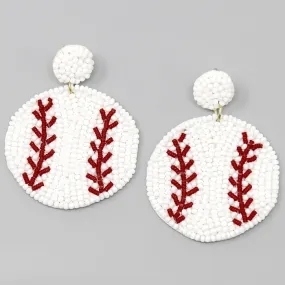 Baseball Seed Beaded Drop Earrings