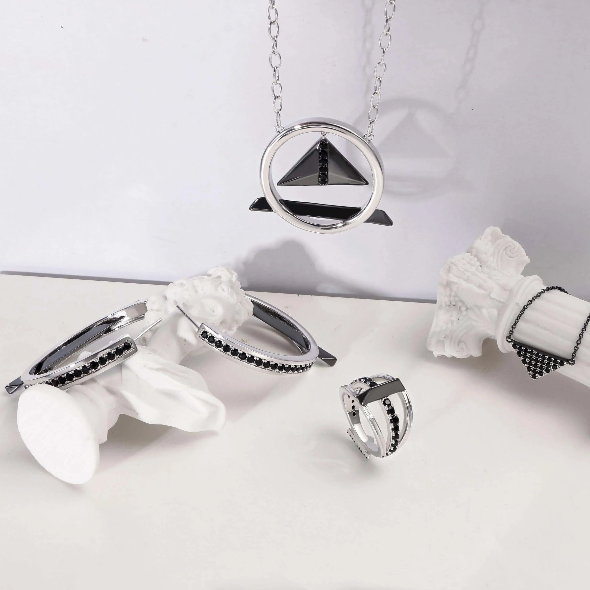 Black Cubic Zirconia Diamond Sets Multiple Perspectives collection Designed by Alexandra Baltazar