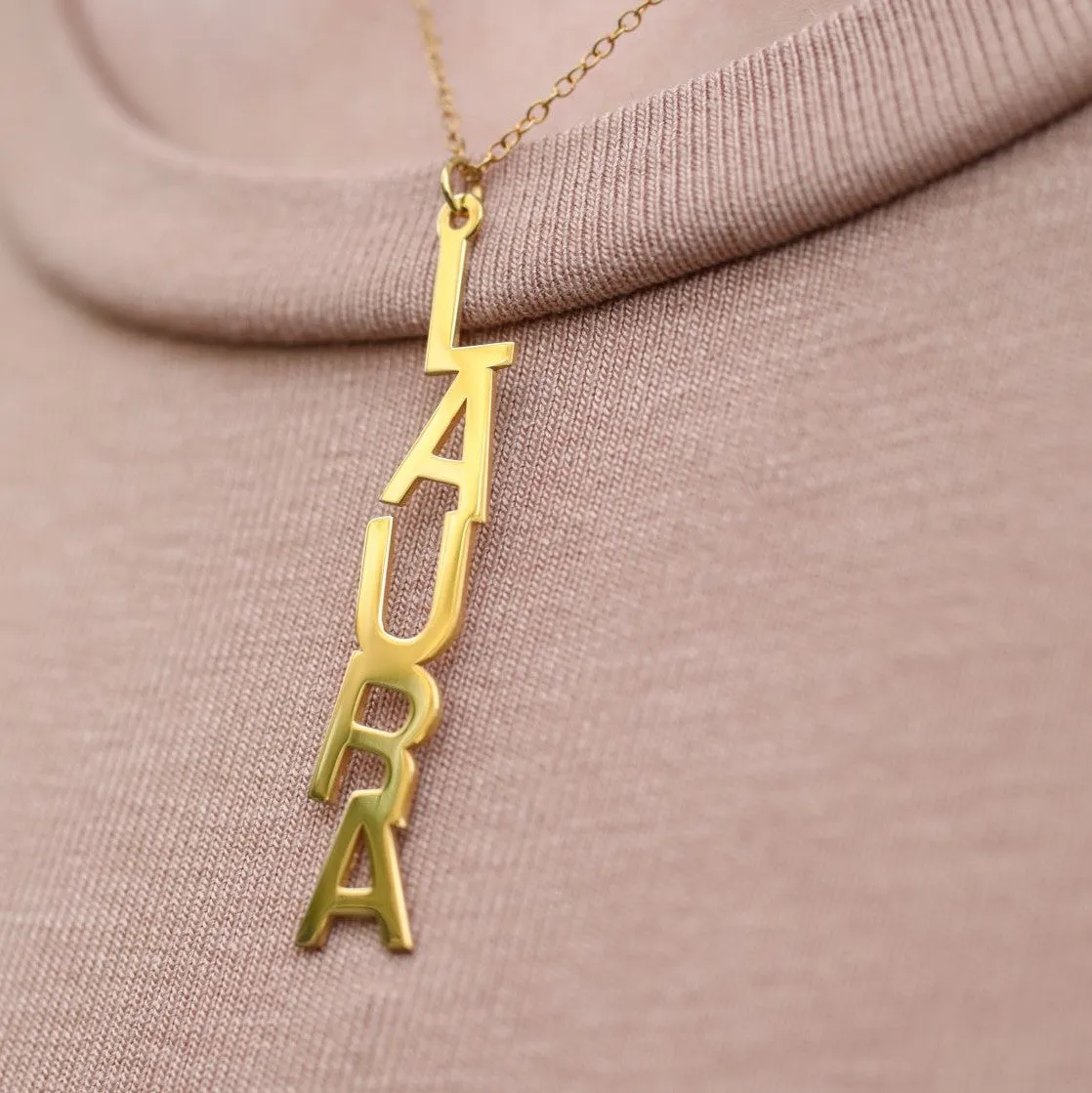 Block Name Drop Necklace