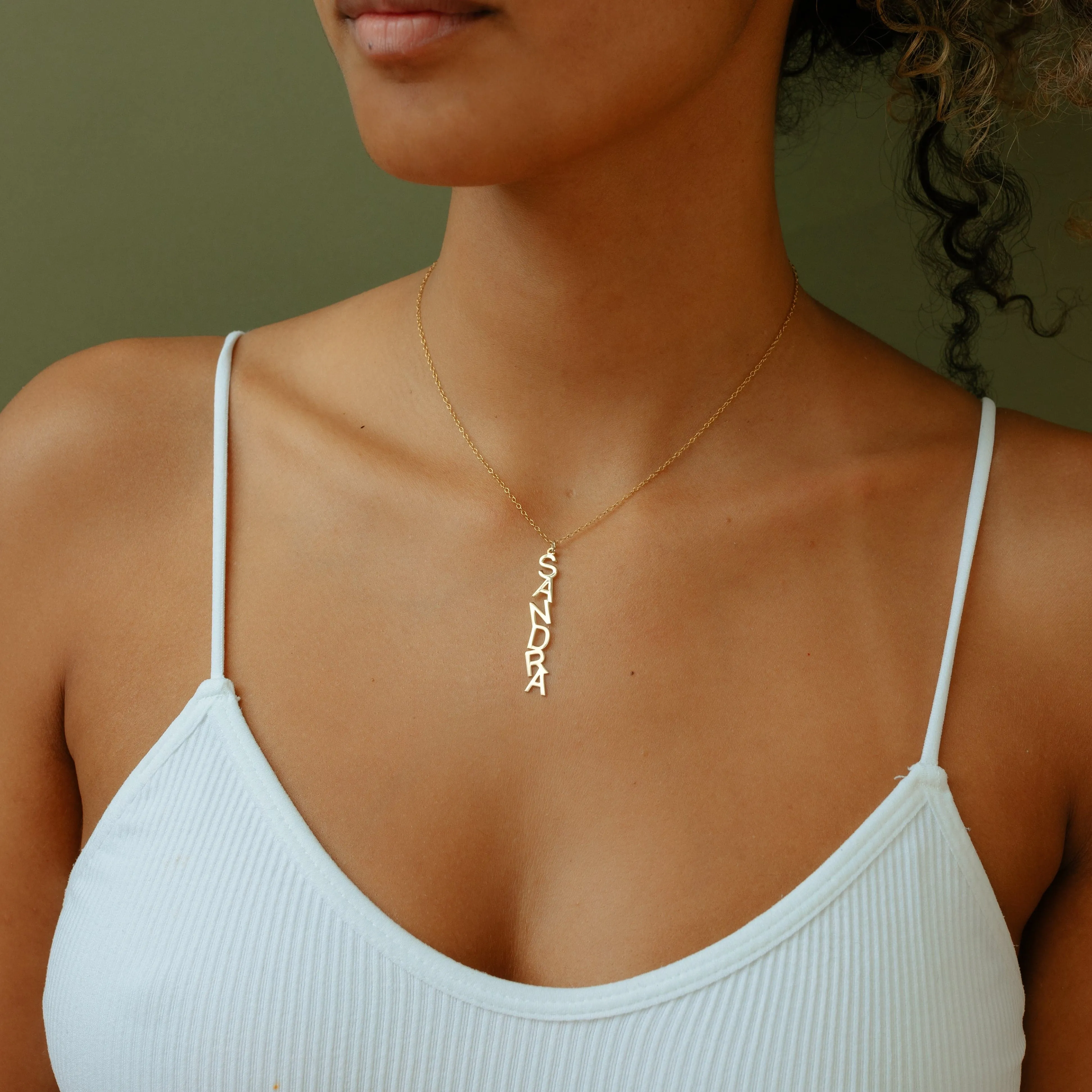 Block Name Drop Necklace