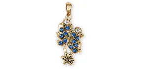 Bluebonnet Jewelry 14k Gold Handmade Bluebonnet Flower Pendant  BBD2X-PG