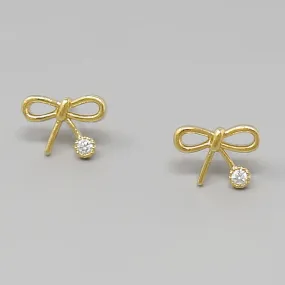 Bow CZ Detail Stud Earrings