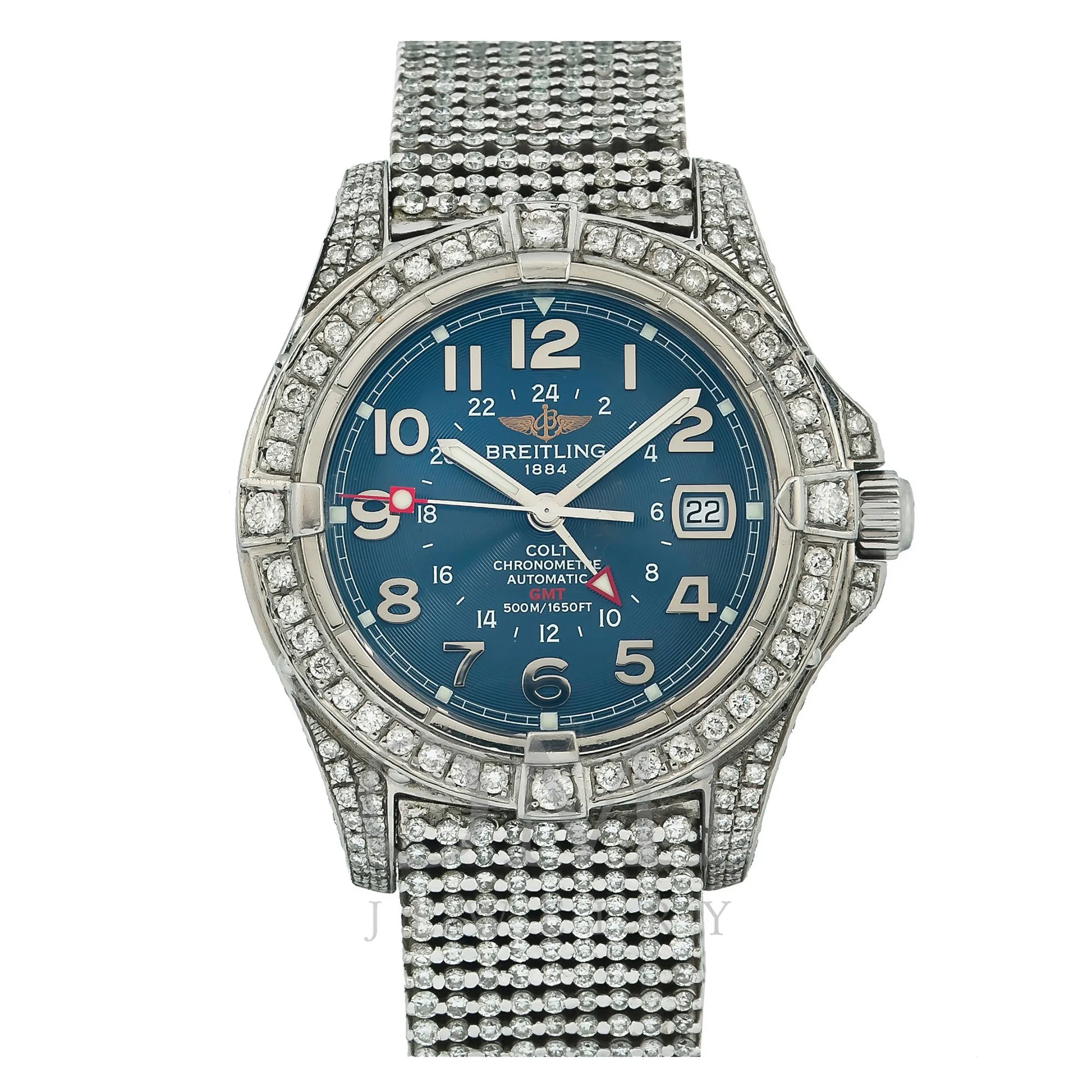 Breitling Colt GMT A32350 41MM Blue Dial With Diamond Bezel And Bracelet