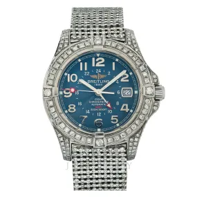 Breitling Colt GMT A32350 41MM Blue Dial With Diamond Bezel And Bracelet