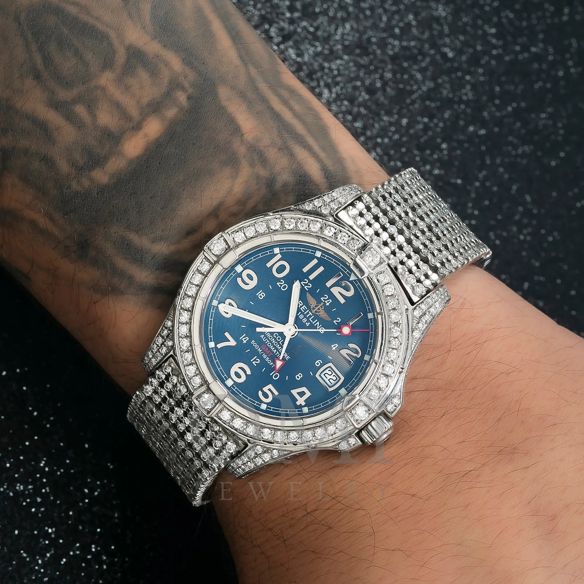 Breitling Colt GMT A32350 41MM Blue Dial With Diamond Bezel And Bracelet