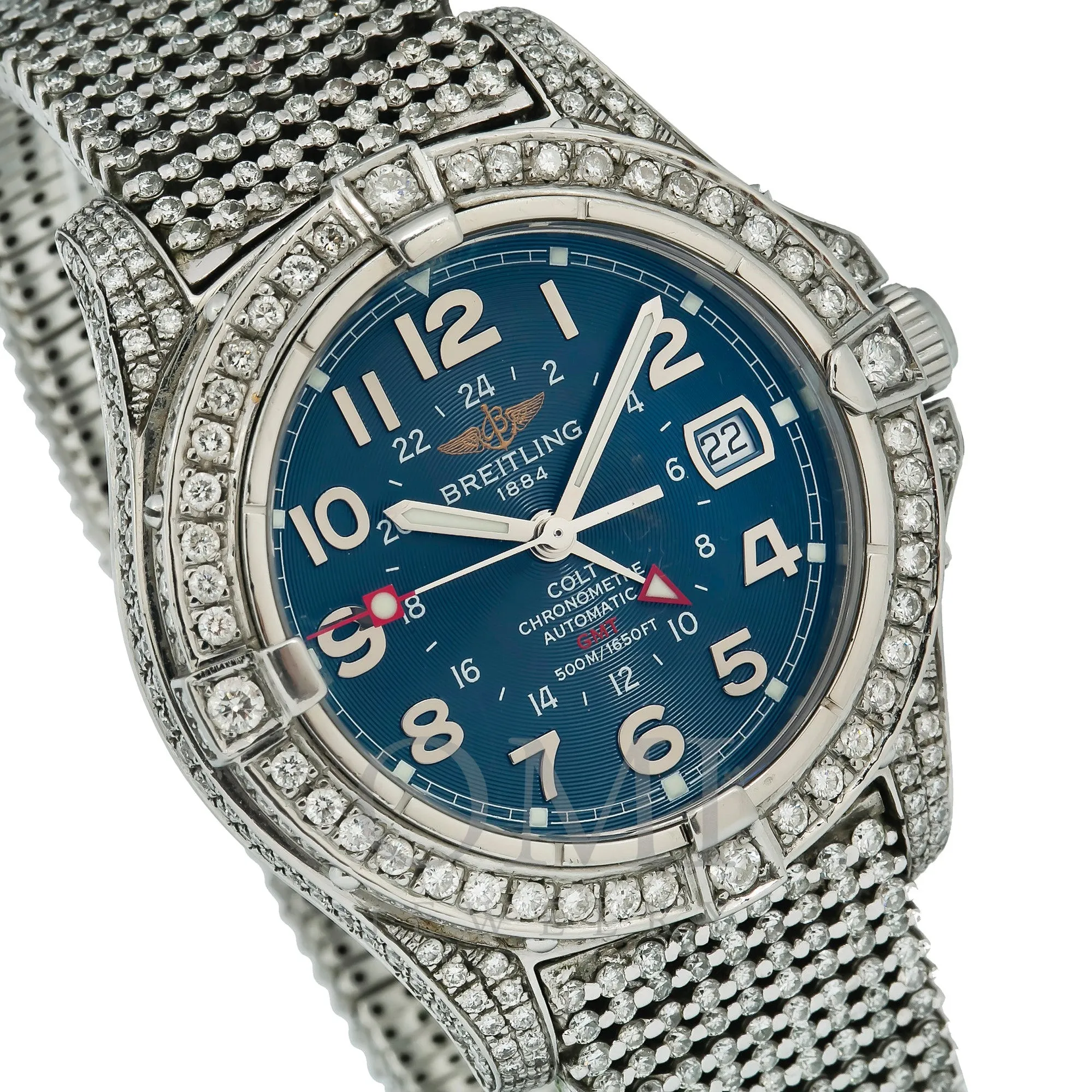 Breitling Colt GMT A32350 41MM Blue Dial With Diamond Bezel And Bracelet