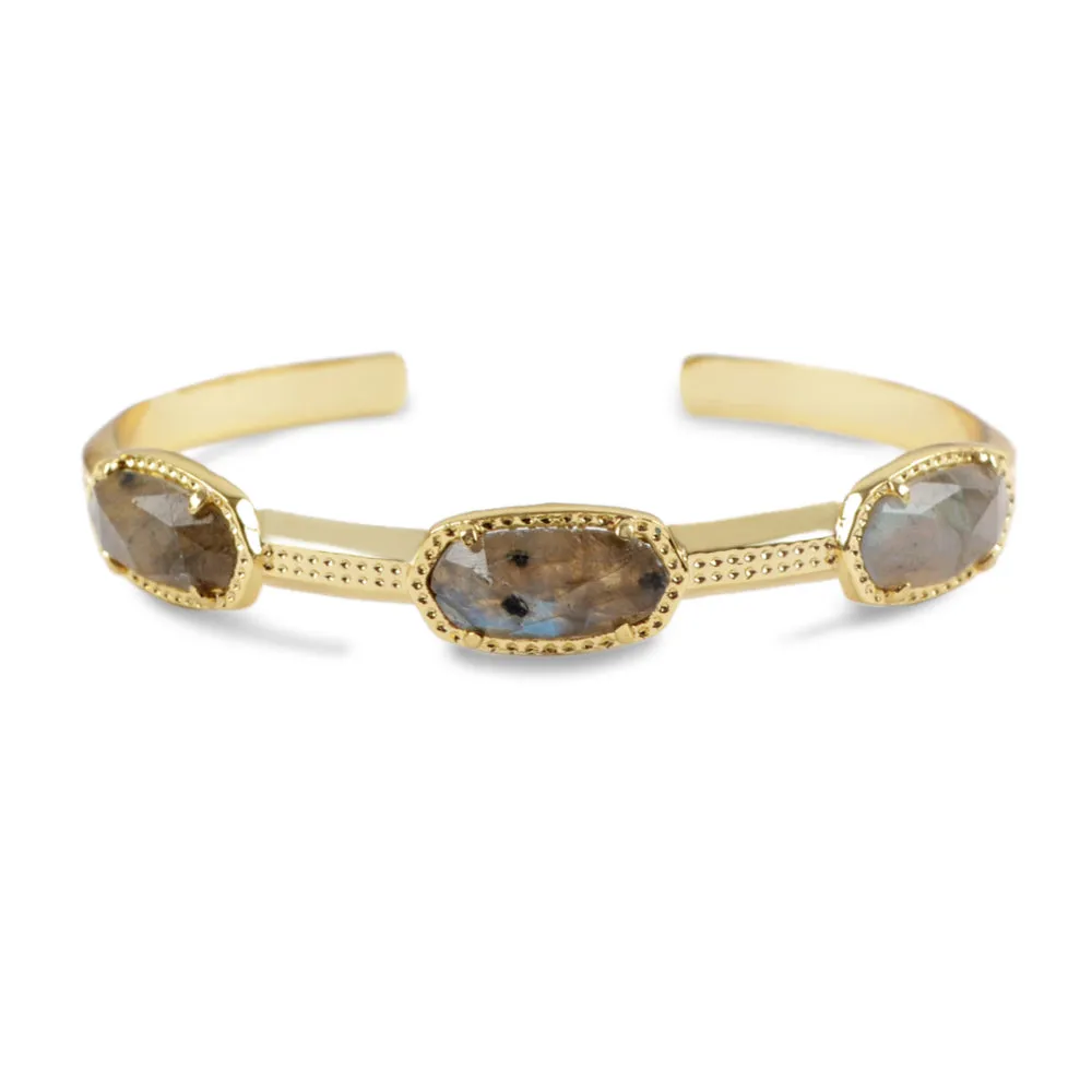 Camellia Gemstone Cuff Bangle