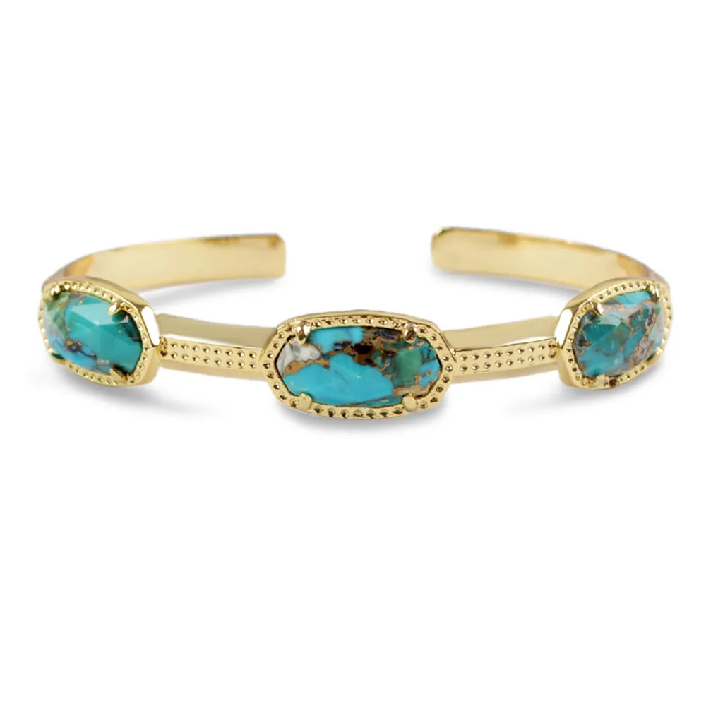 Camellia Gemstone Cuff Bangle