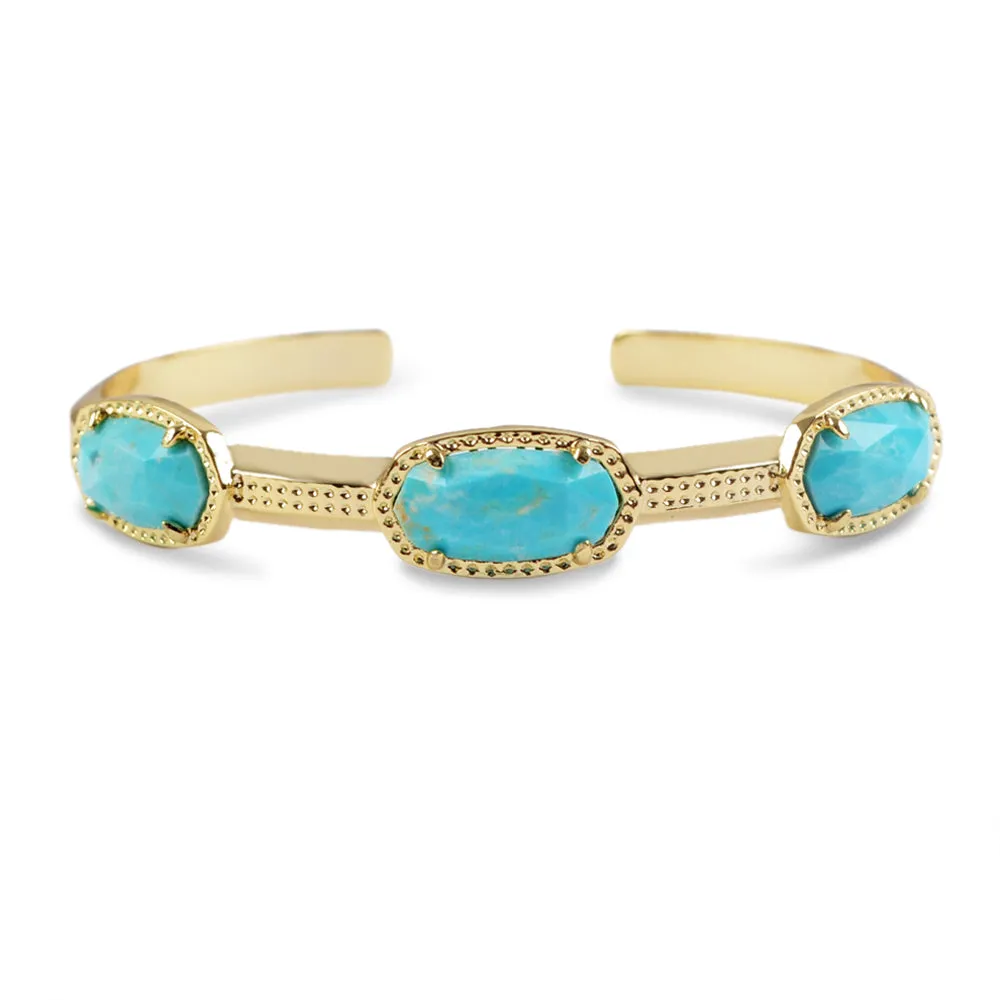 Camellia Gemstone Cuff Bangle