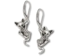 Cat Jewelry Sterling Silver Handmade Cat Earrings  CT51-E