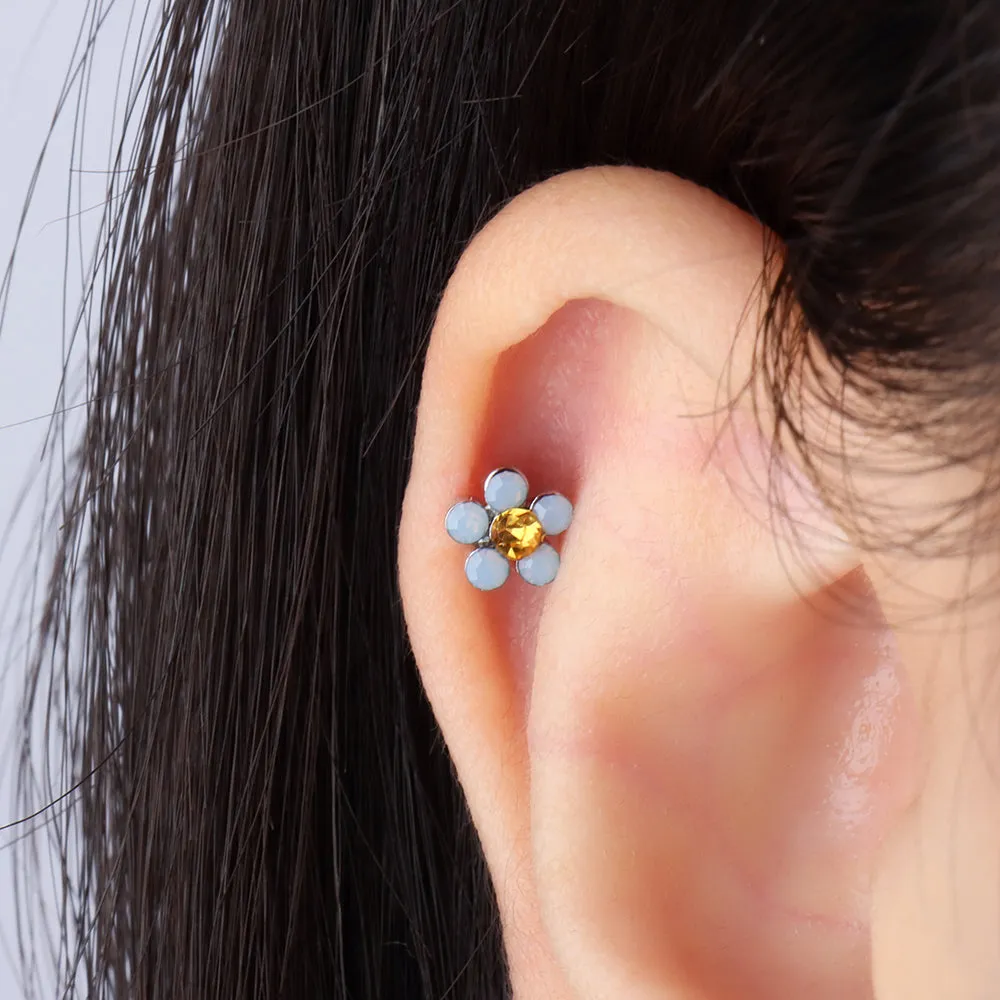 Charming Opal Flower Stud