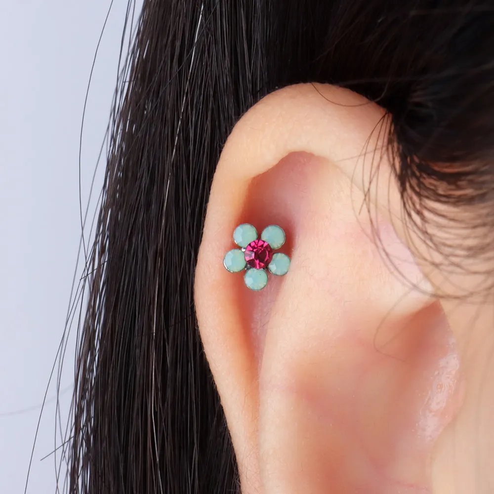 Charming Opal Flower Stud