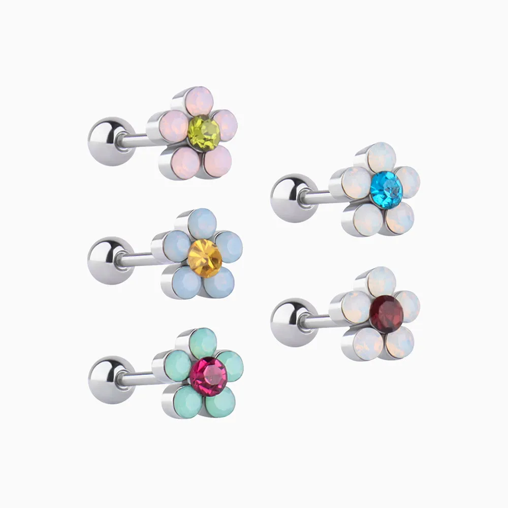 Charming Opal Flower Stud