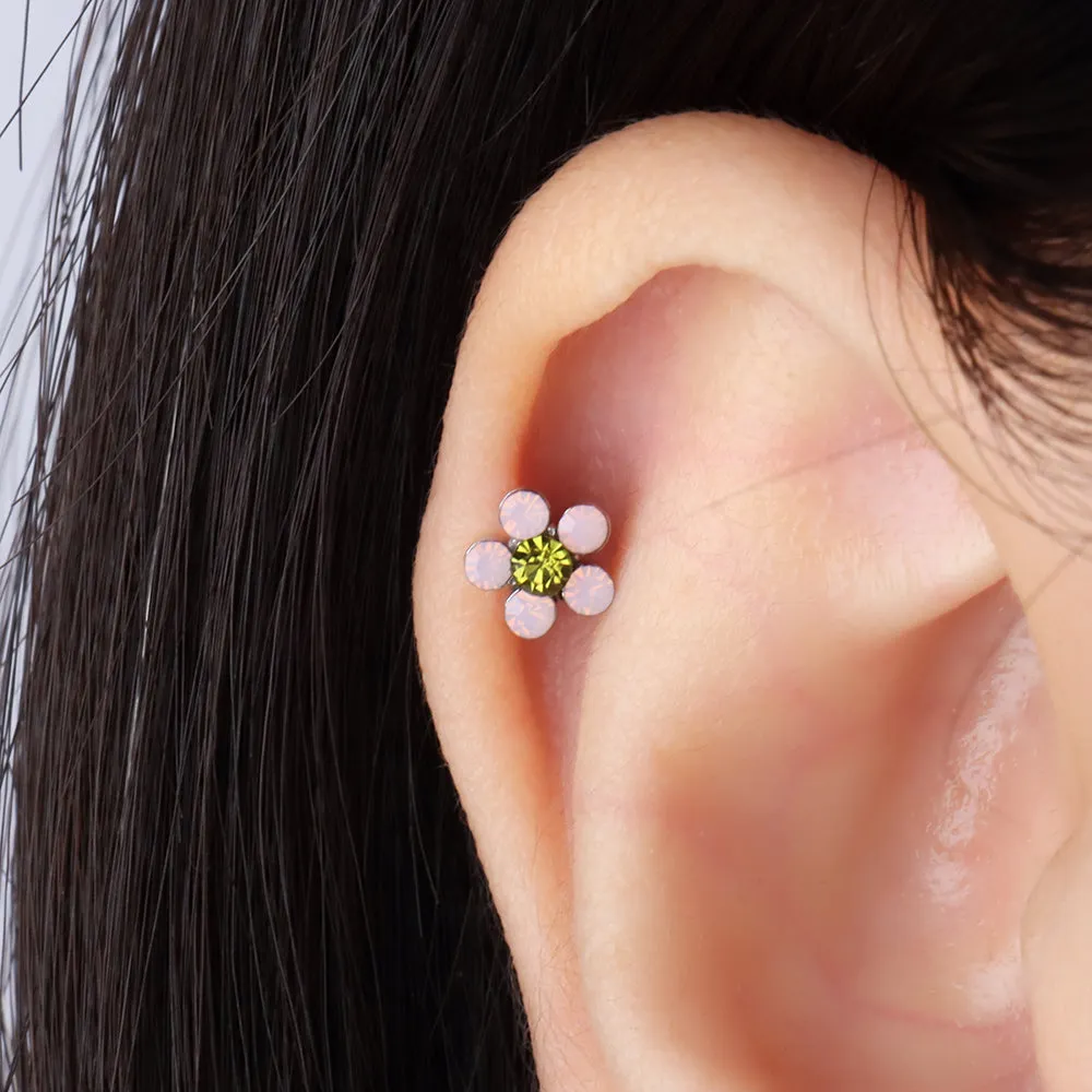 Charming Opal Flower Stud