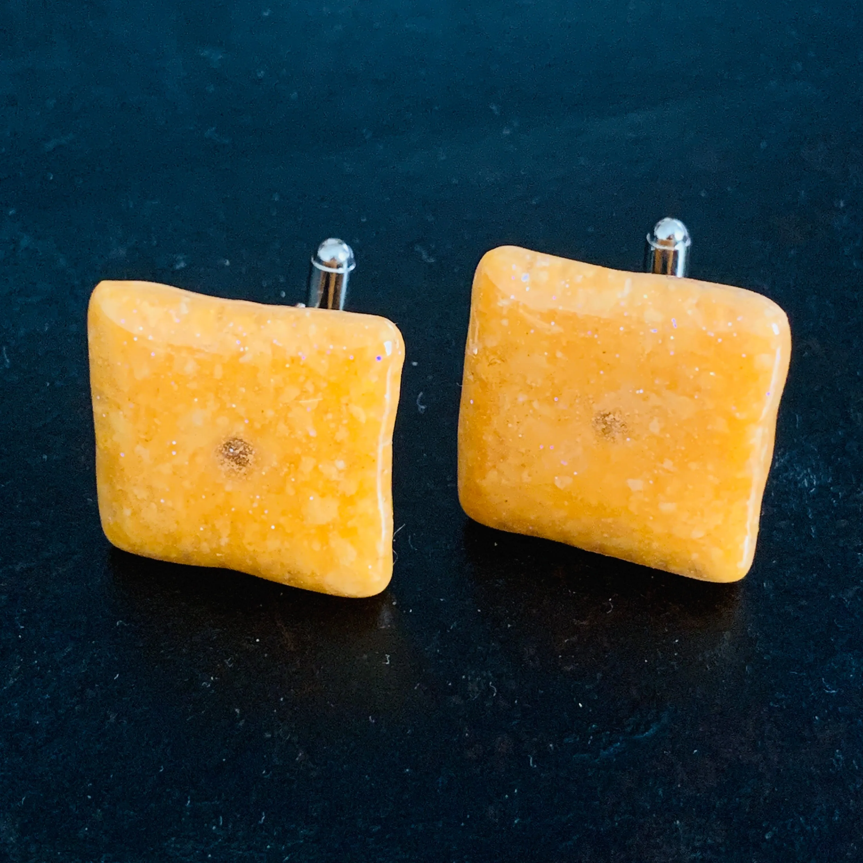 Cheese it Cracker cufflinks