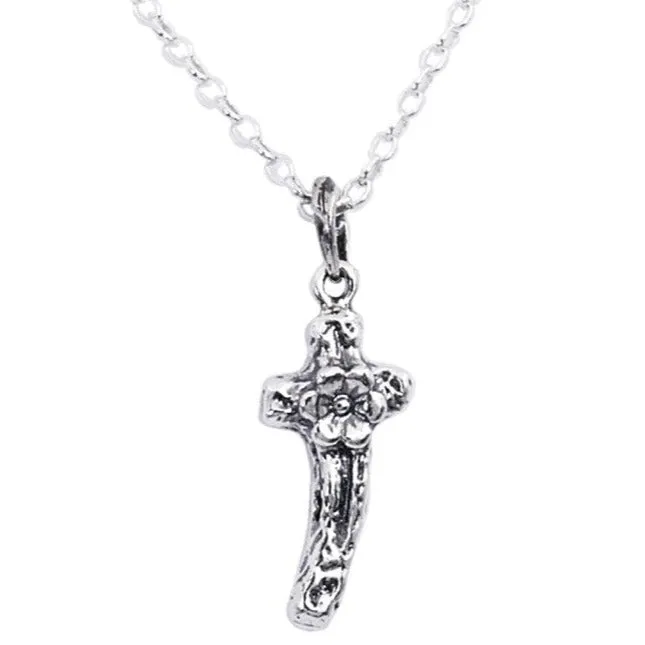 Christian Cross pendant, Sterling Silver Hammered cross