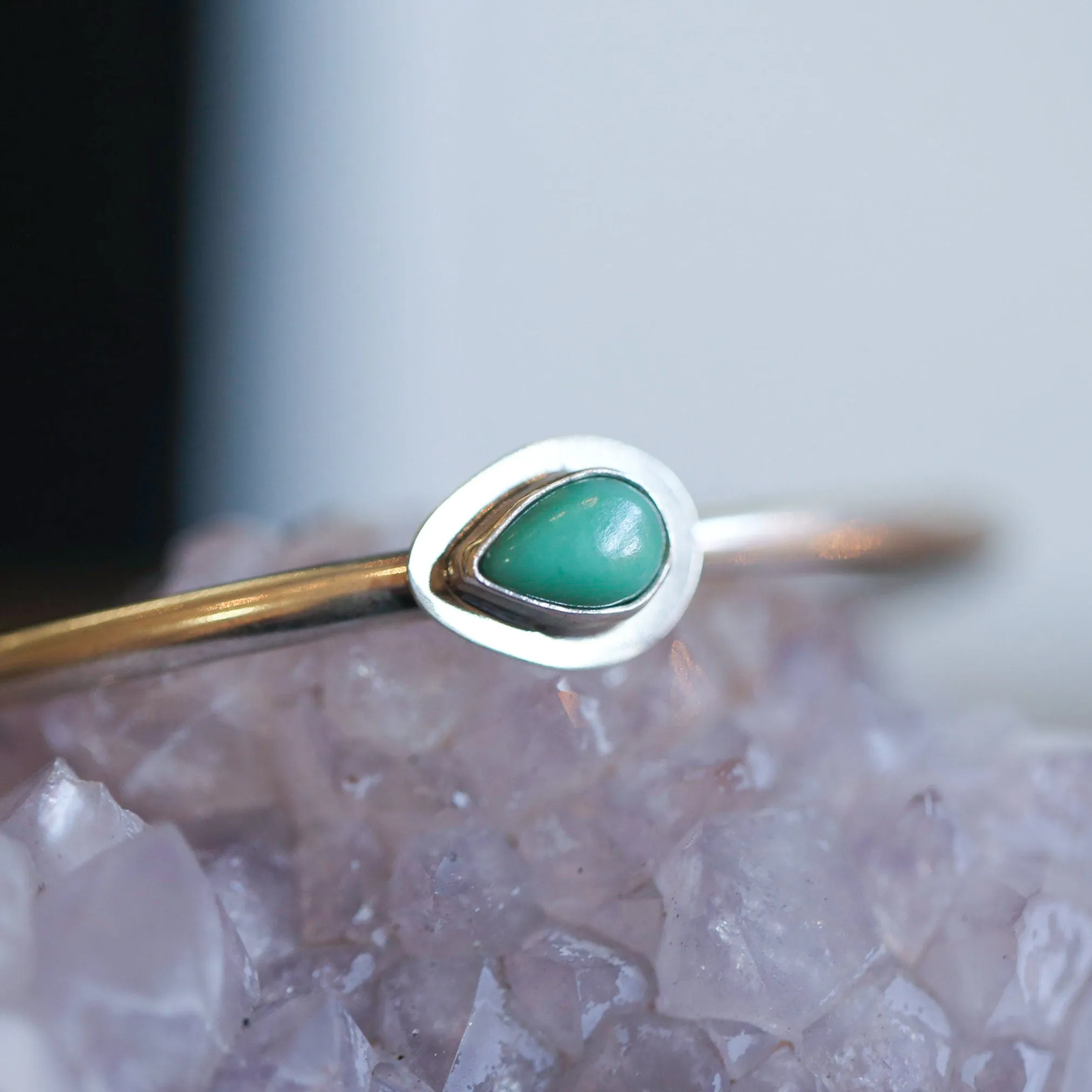 Chrysoprase Bracelet - Chrysoprase Cuff Bracelet - Chrysoprase Silver Bangle