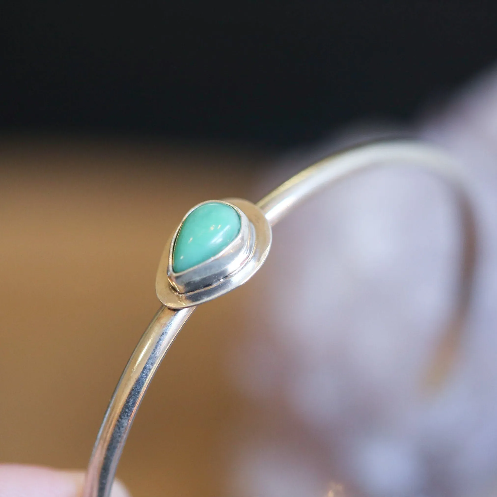 Chrysoprase Bracelet - Chrysoprase Cuff Bracelet - Chrysoprase Silver Bangle