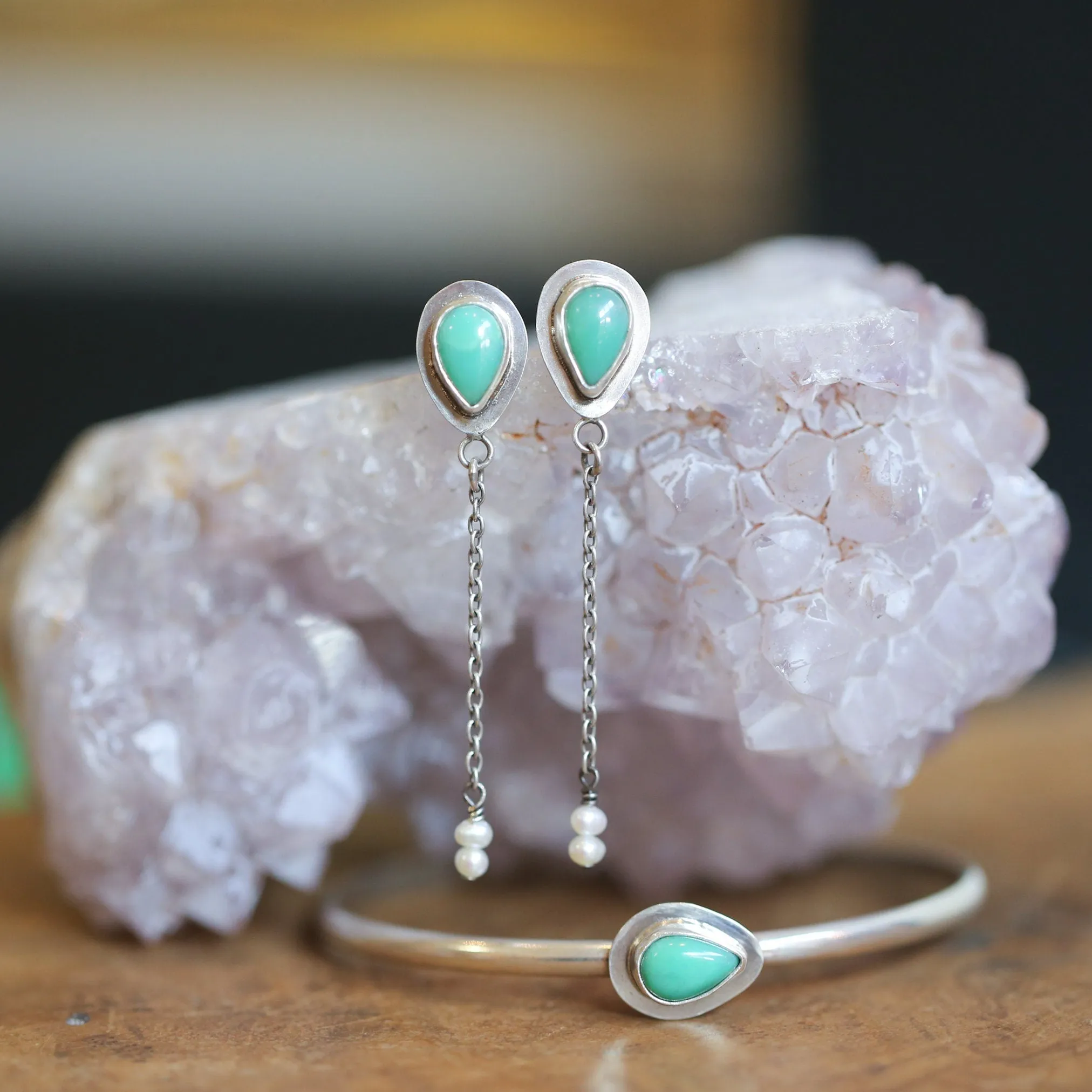 Chrysoprase Bracelet - Chrysoprase Cuff Bracelet - Chrysoprase Silver Bangle