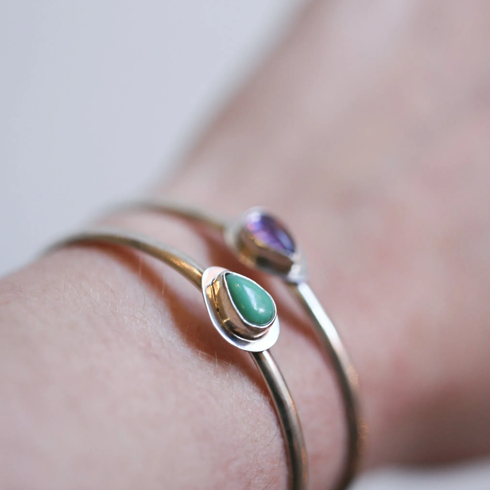 Chrysoprase Bracelet - Chrysoprase Cuff Bracelet - Chrysoprase Silver Bangle