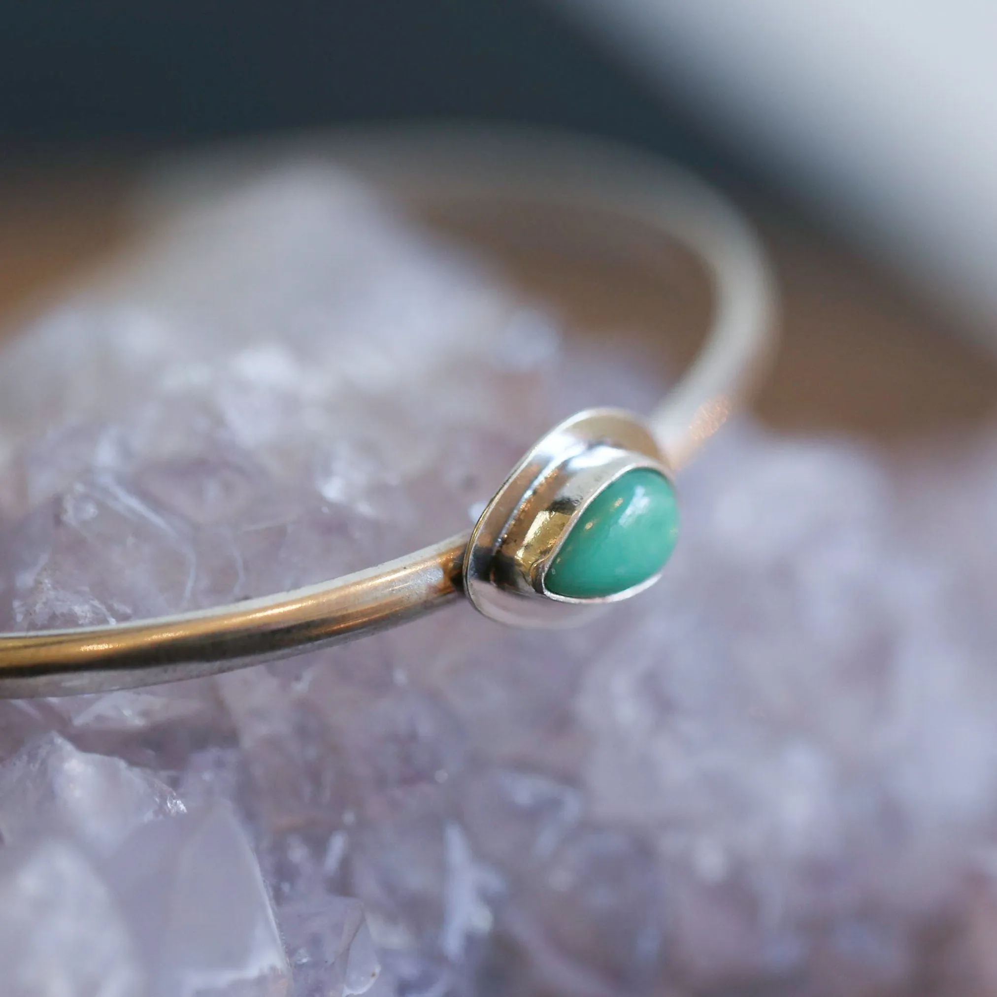 Chrysoprase Bracelet - Chrysoprase Cuff Bracelet - Chrysoprase Silver Bangle