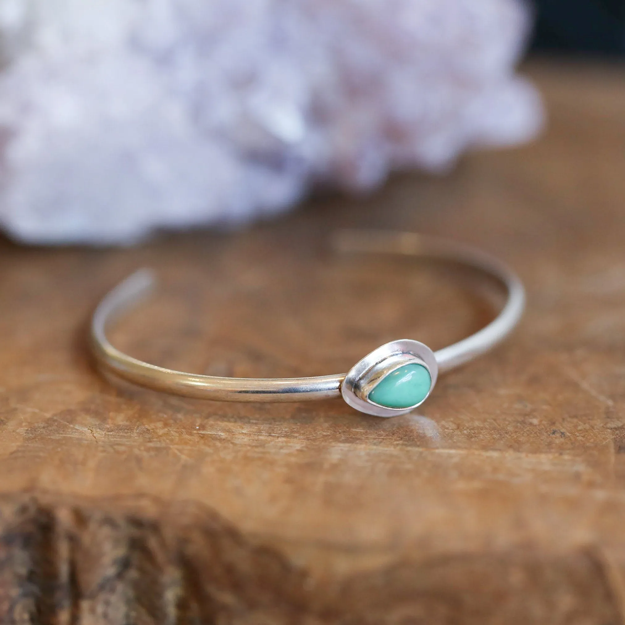 Chrysoprase Bracelet - Chrysoprase Cuff Bracelet - Chrysoprase Silver Bangle