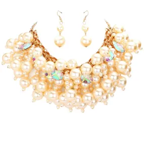 Chunky Pearl Embellished Collar Necklace