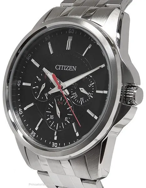 Citizen Quartz Multifunction Mens Watch - Black Dial - Stainless Steel - Day