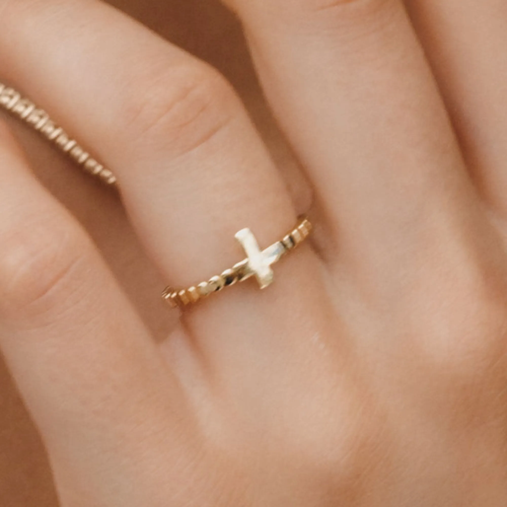 Classic Bead Cross Ring