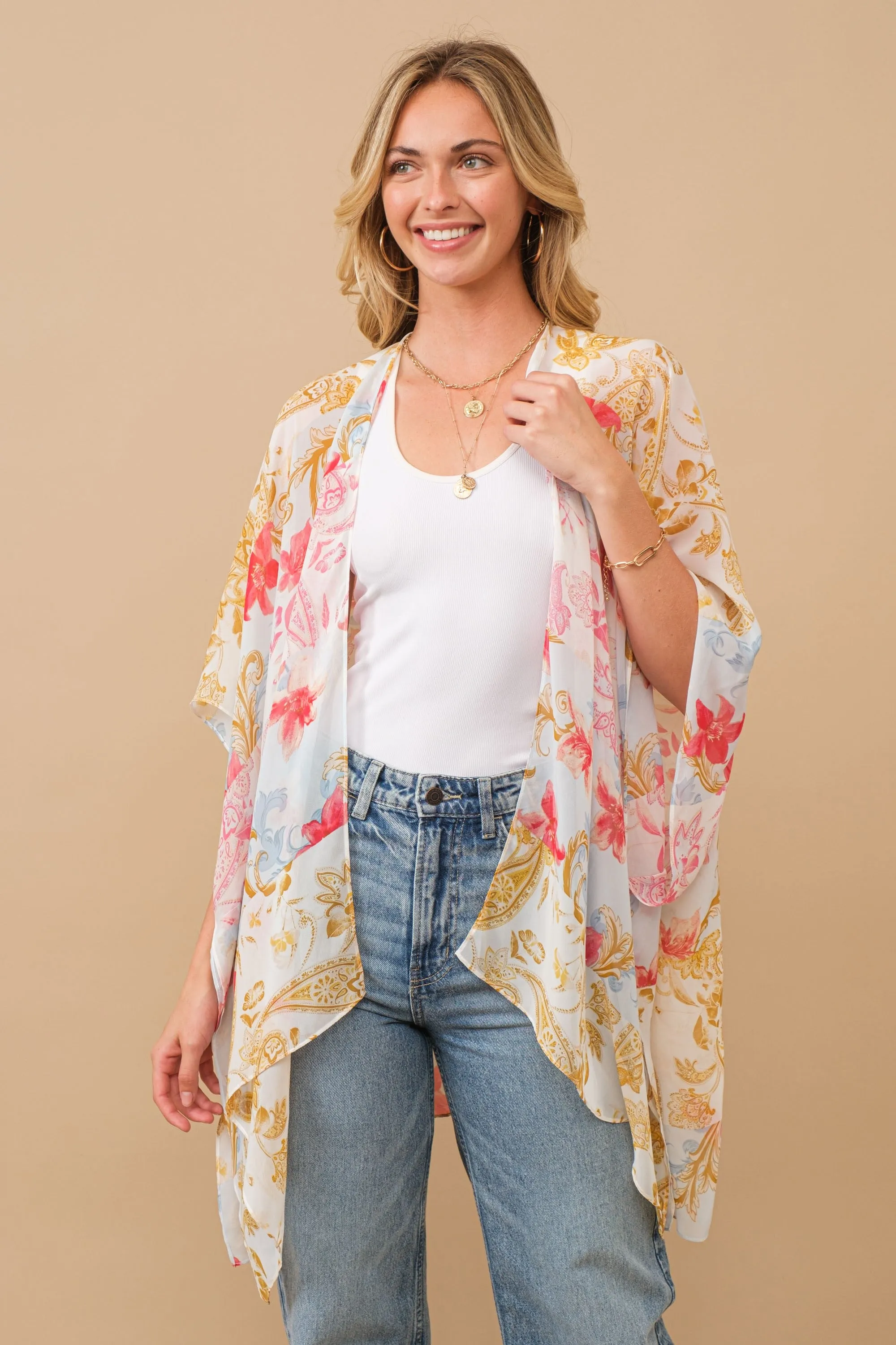 CozyCo Floral Chiffon Kimono - PREORDER