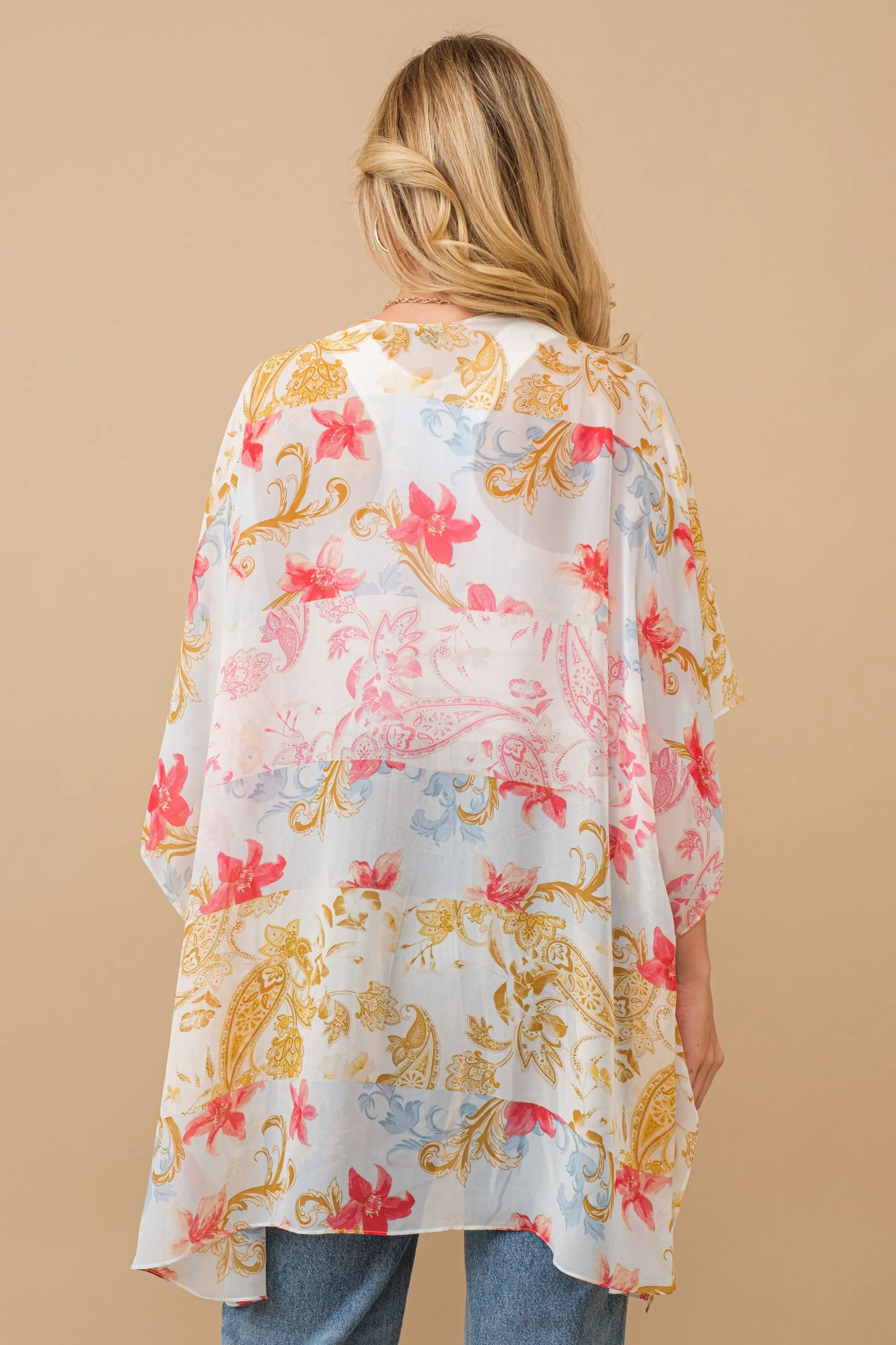 CozyCo Floral Chiffon Kimono - PREORDER