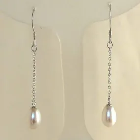 Cultured White Pearl Dangle Earrings