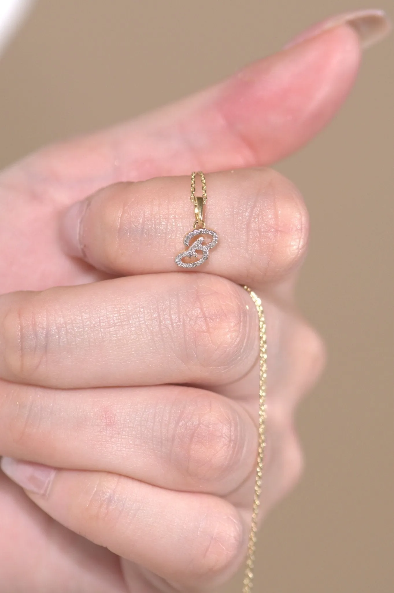 Cursive Diamond Initial Necklace