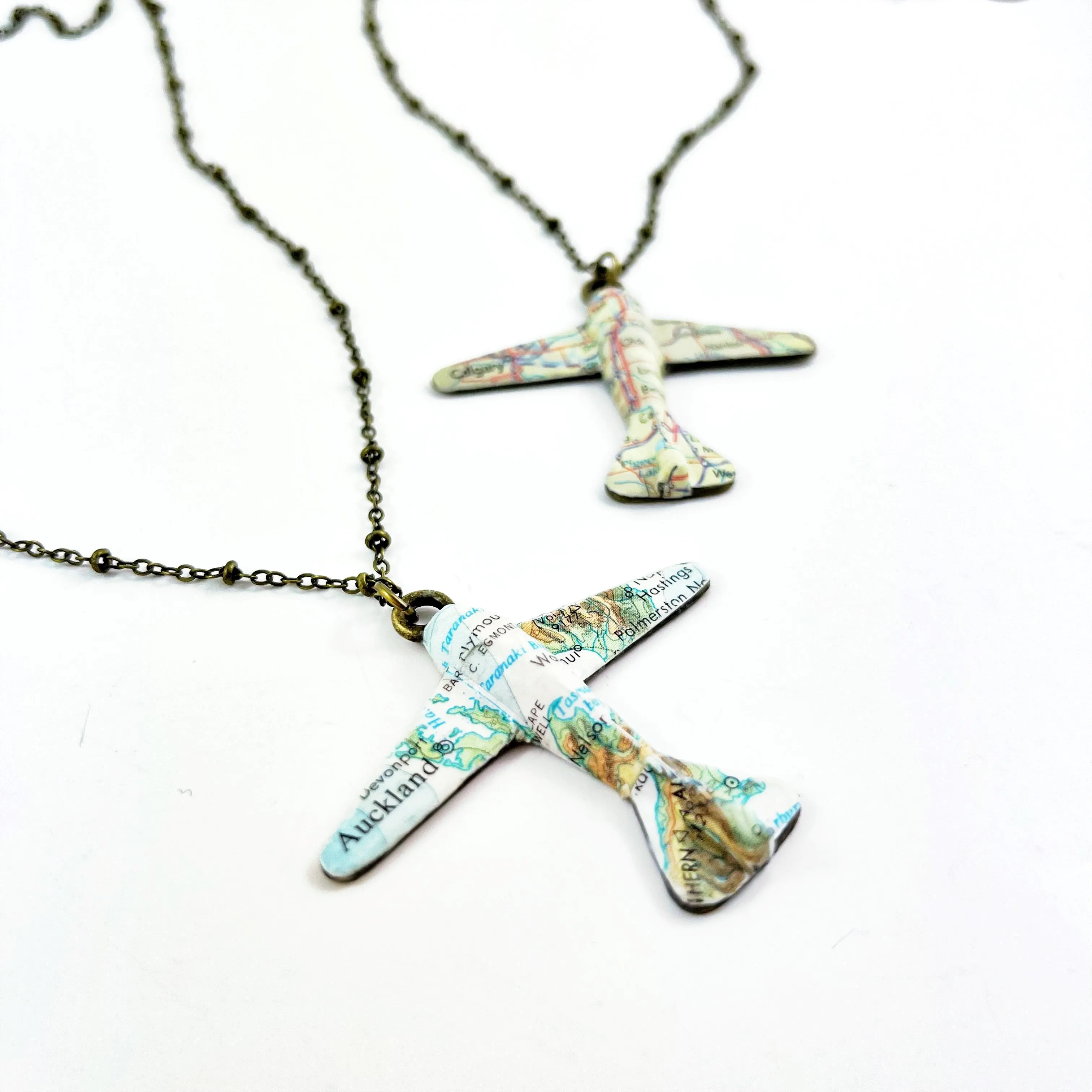 Custom Map Plane Necklaces